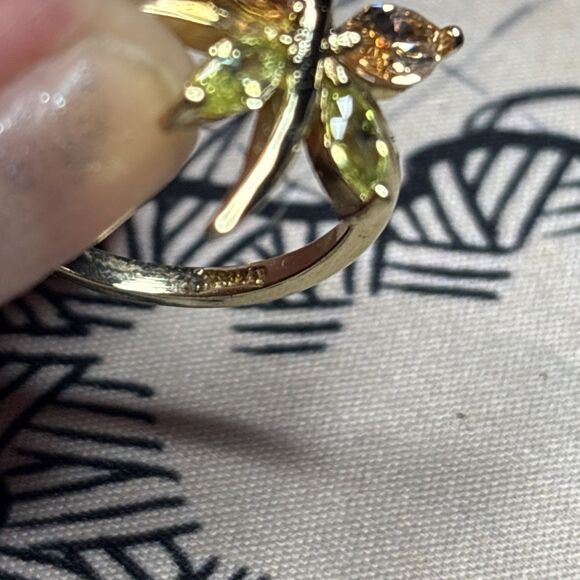 Dragonfly Ring with Orange and Green Stones Size 9.5 - Picture 3 of 7